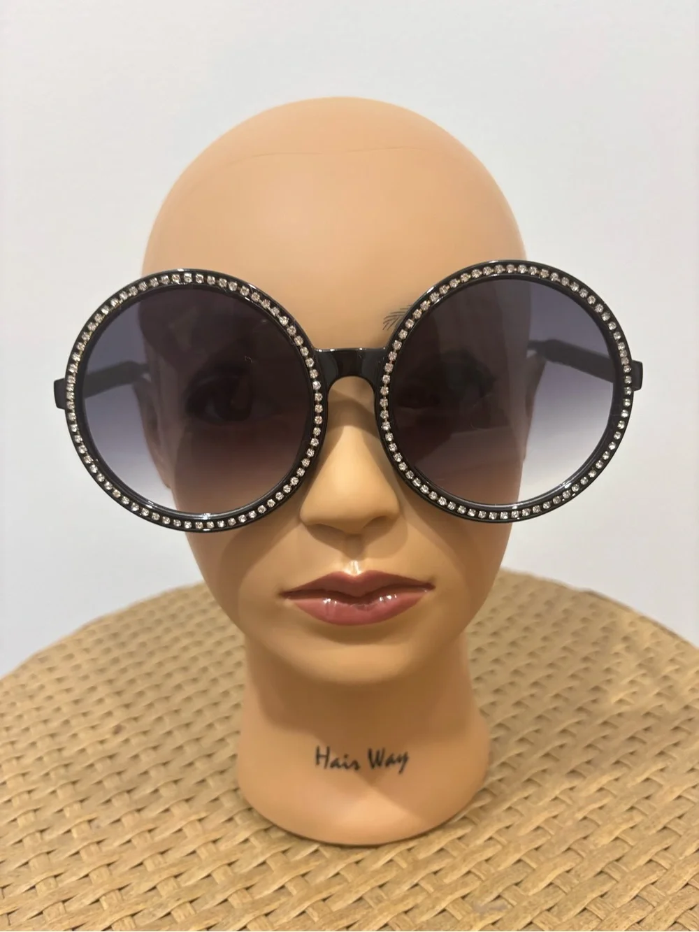 NY Sunglasses Black Round Rhinestone